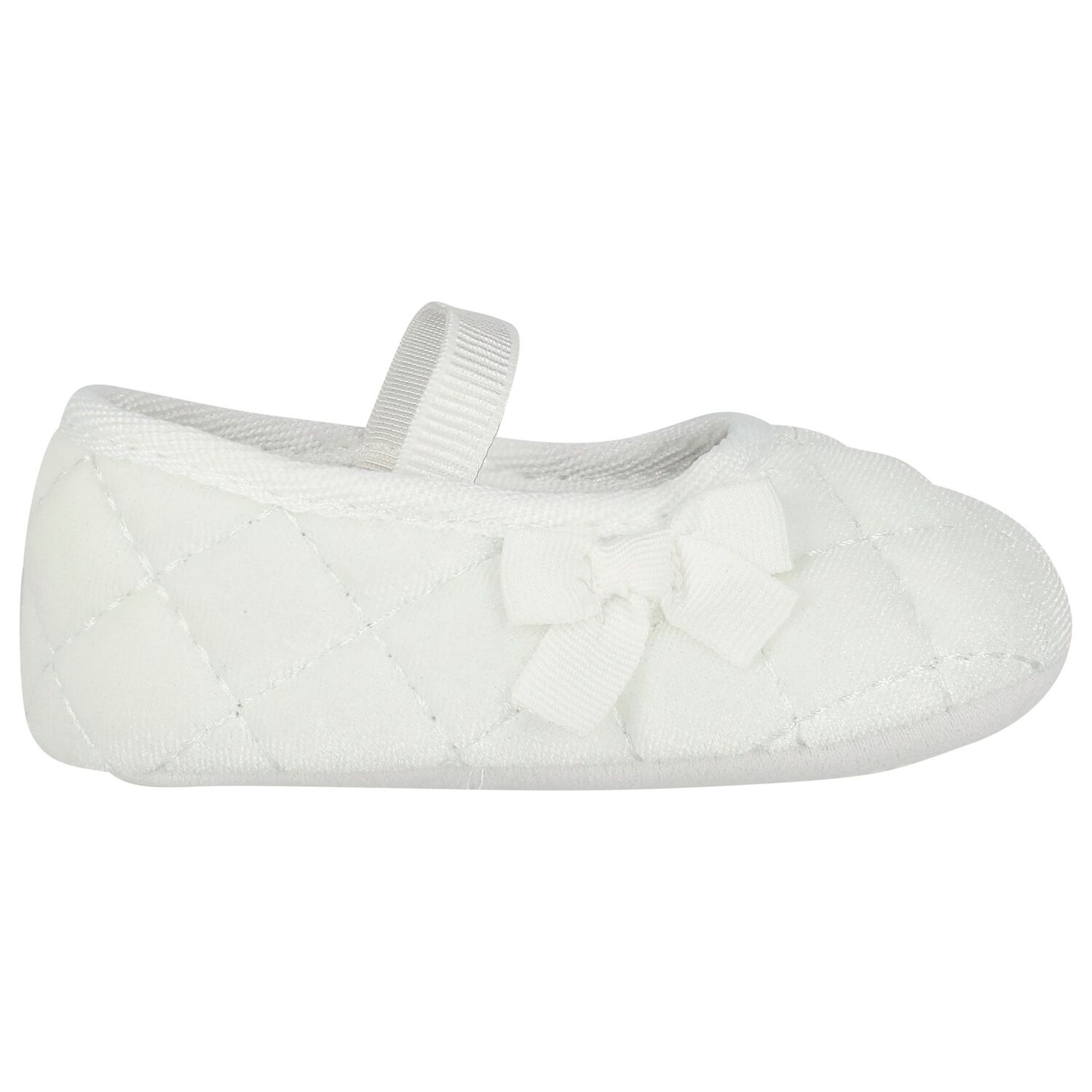 Baby Girls White Velvet Pre Walker Shoes, 1, hi-res