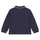 Younger Boys Navy Blue Fox Polo Shirt, 2, hi-res