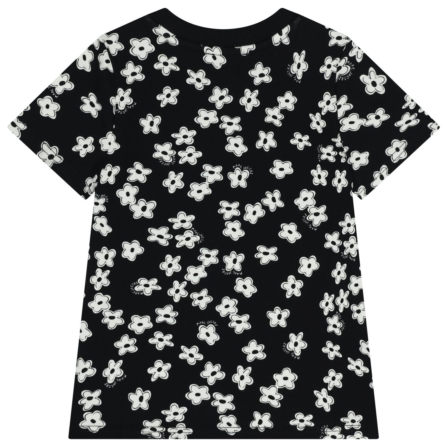 Girls Black Logo Flower T-Shirt, 1, hi-res