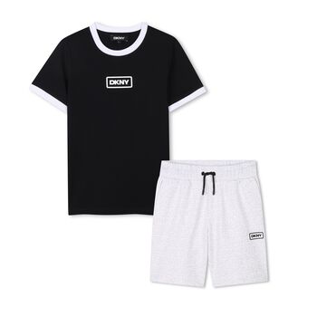 Boys Black & Grey Shorts Set