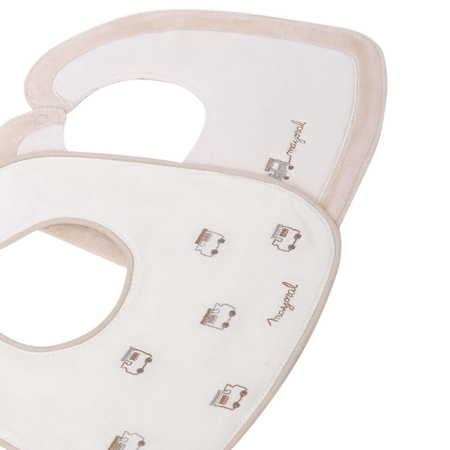 Baby Boys Ivory & Beige Trains Bibs ( 2-Pack ), 1, hi-res