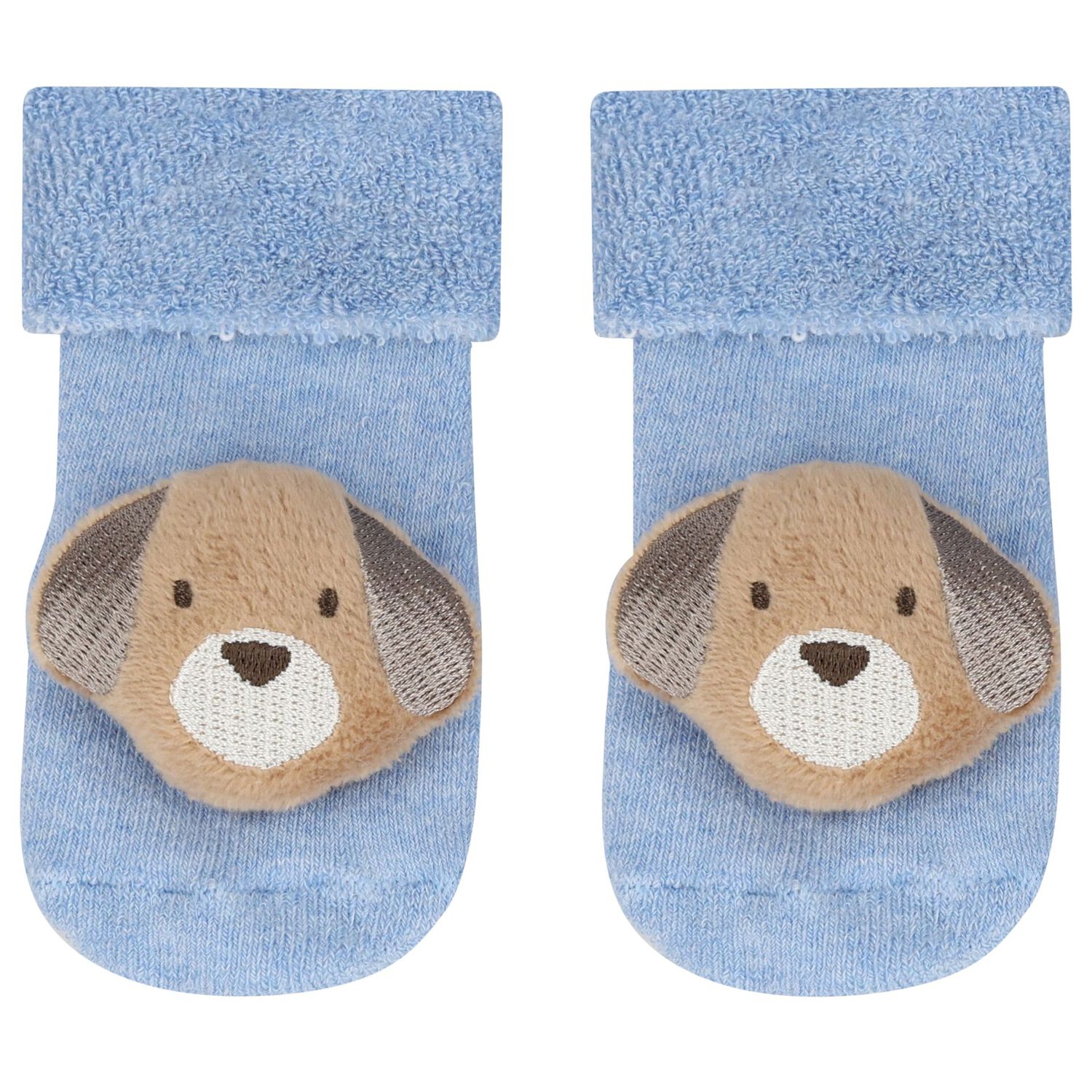 Baby Boys Blue Puppy Knitted Hat & Socks Set, 3, hi-res