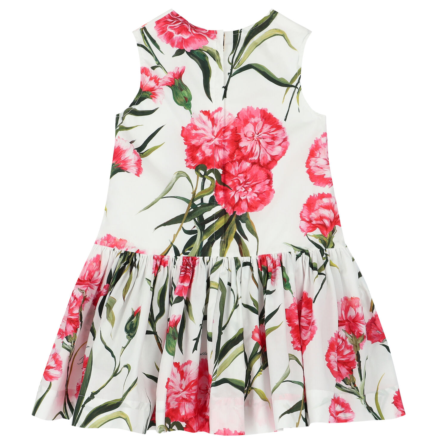Girls Ivory & Red Floral Dress, 1, hi-res