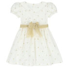 Girls Ivory & Gold Spot Dress, 1, hi-res