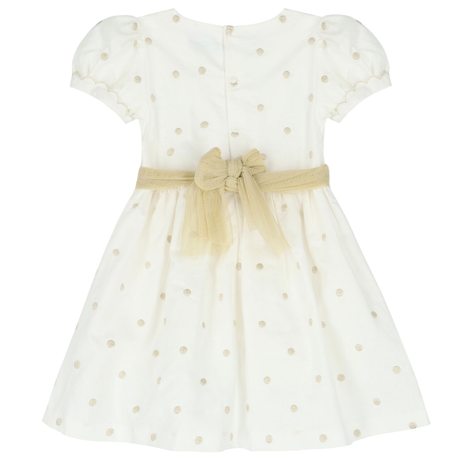 Girls Ivory & Gold Spot Dress, 1, hi-res image number null