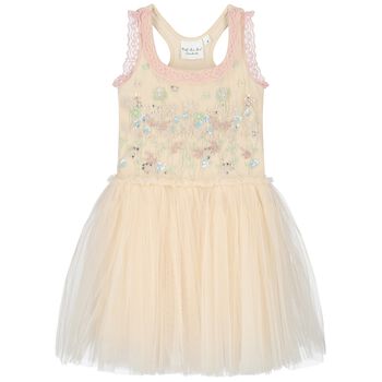 Girls Ivory Embellished Tulle Dress