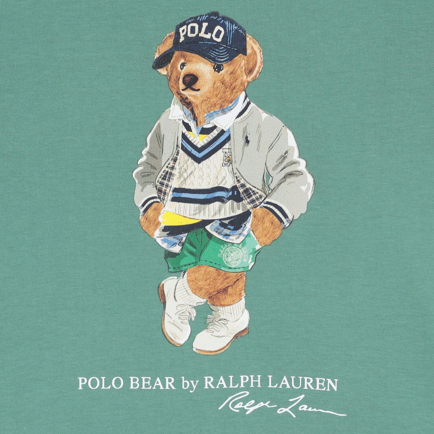 Boys Green Jersey Polo Bear T-Shirt, 1, hi-res