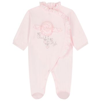 Baby Girls Pink Ruffled Babygrow