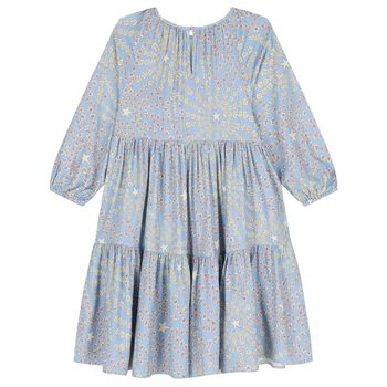 Girls Blue Star Tiered Dress
