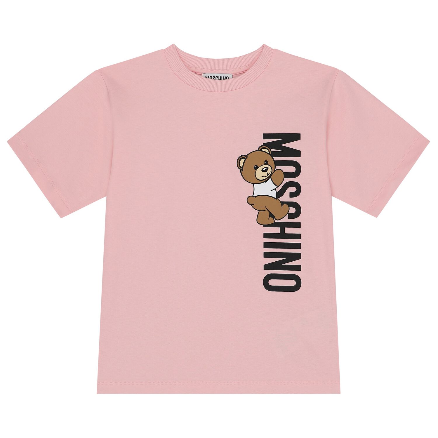 Girls Pink Teddy Bear Logo T-Shirt, 4, hi-res