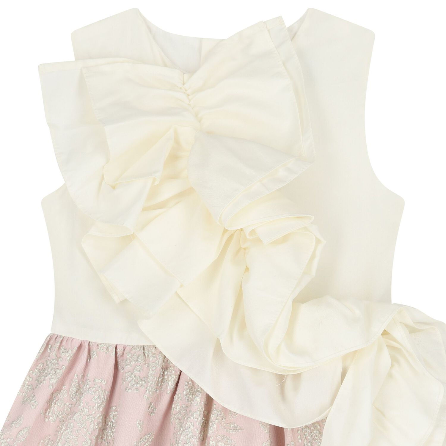 Girls Ivory & Pink Ruffled Dress, 1, hi-res
