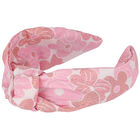 Girls Pink Floral Jacquard Headband, 1, hi-res