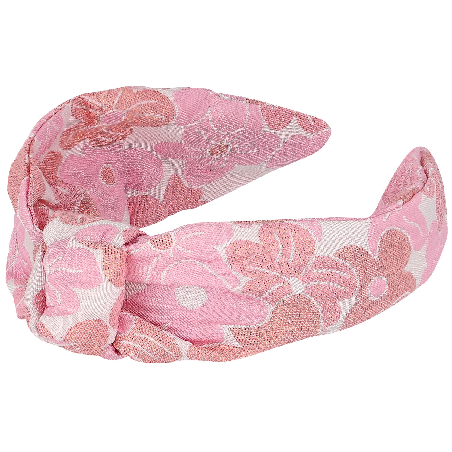 Girls Pink Floral Jacquard Headband, 1, hi-res