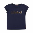 Girls Navy Blue 'Billieblush' T-shirt, 1, hi-res