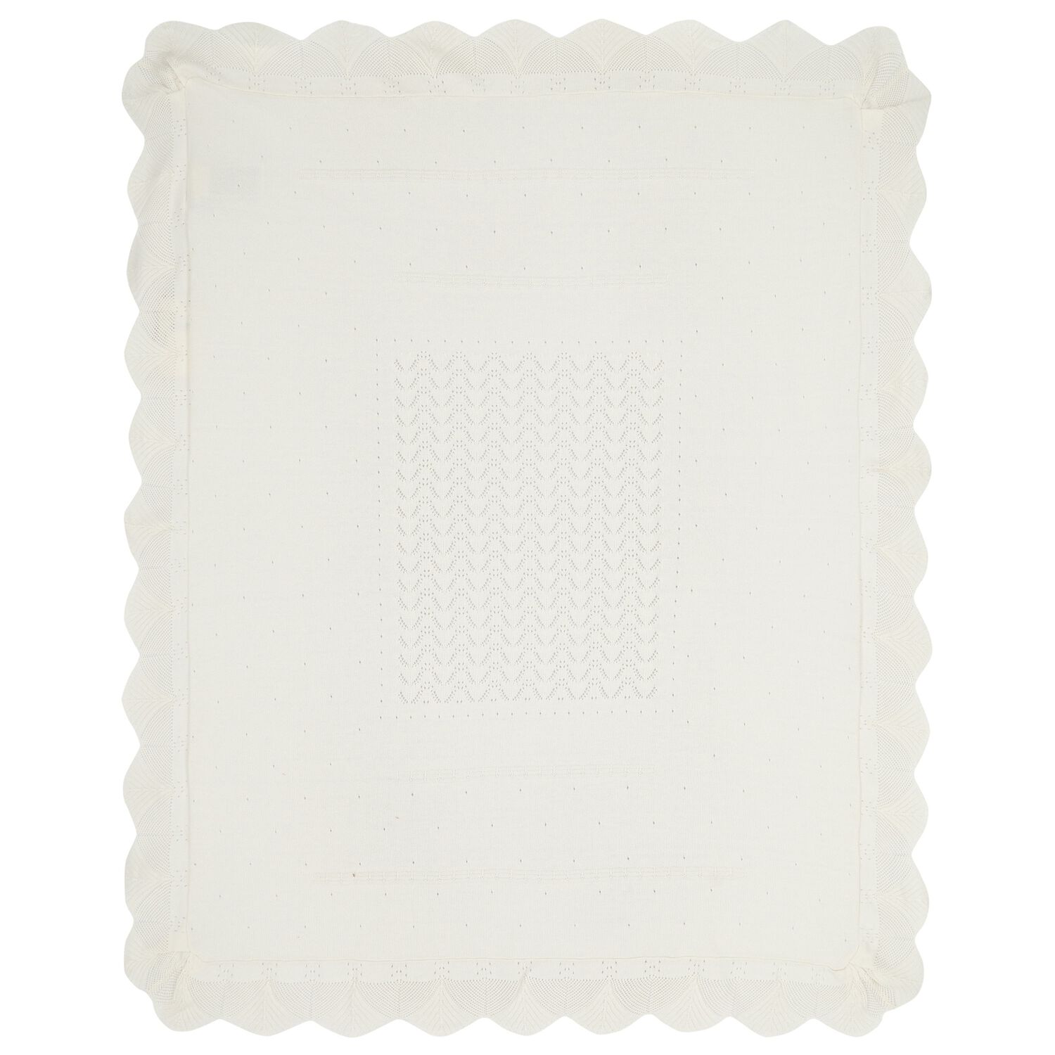 Ivory Knitted Baby Blanket, 1, hi-res