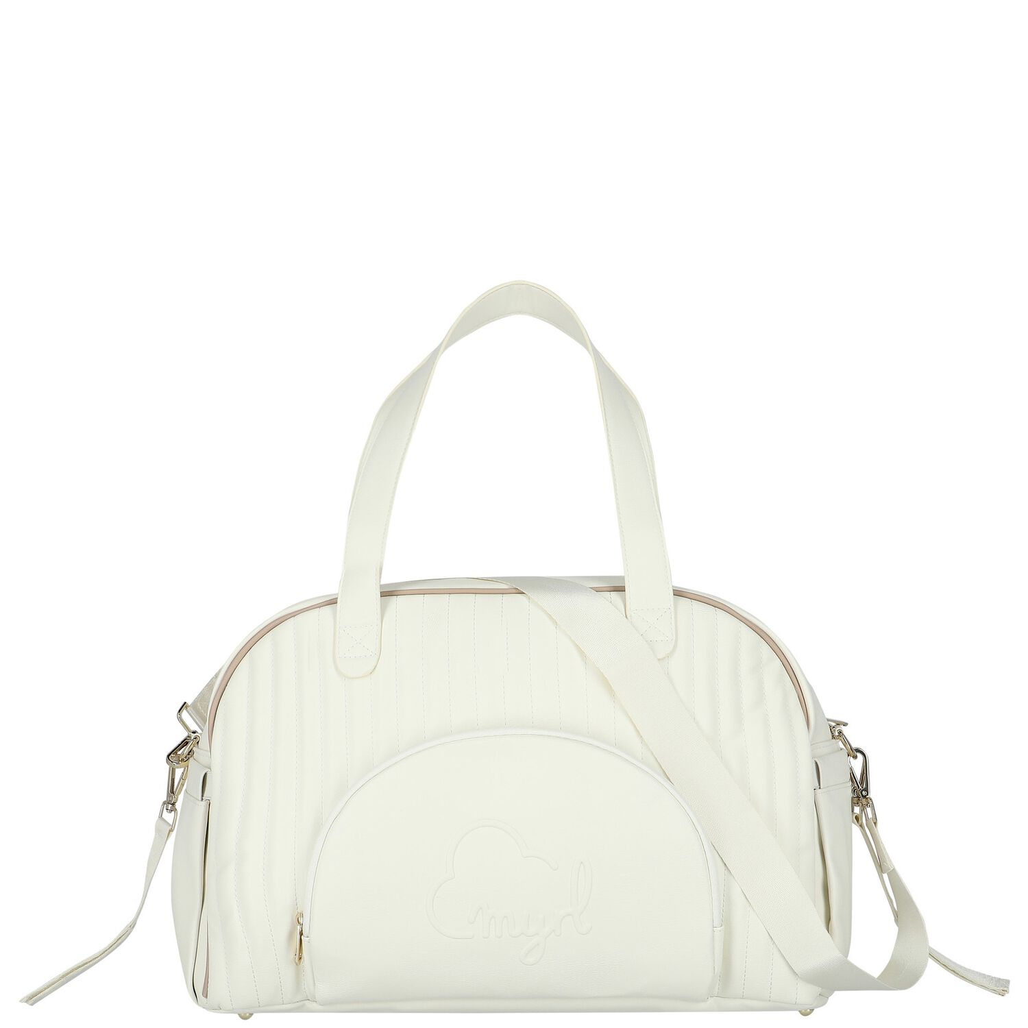 Ivory Faux Leather Quilted Baby Changing Bag, 2, hi-res image number null