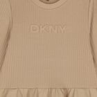 Girls Beige Logo Dress, 1, hi-res