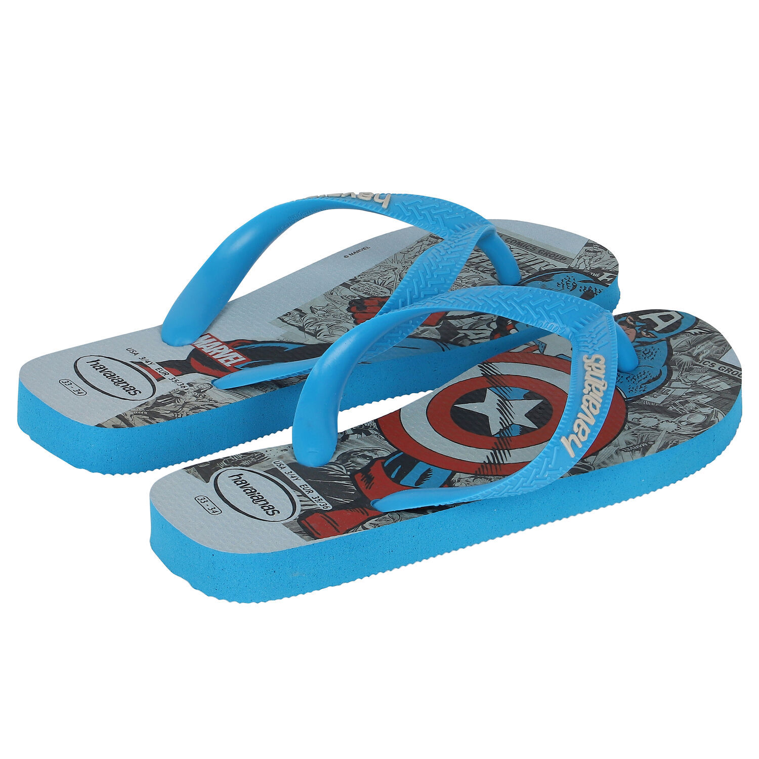 Boys Blue Captain America Flip Flops, 1, hi-res image number null