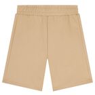 Boys White & Beige Logo Shorts Set, 1, hi-res