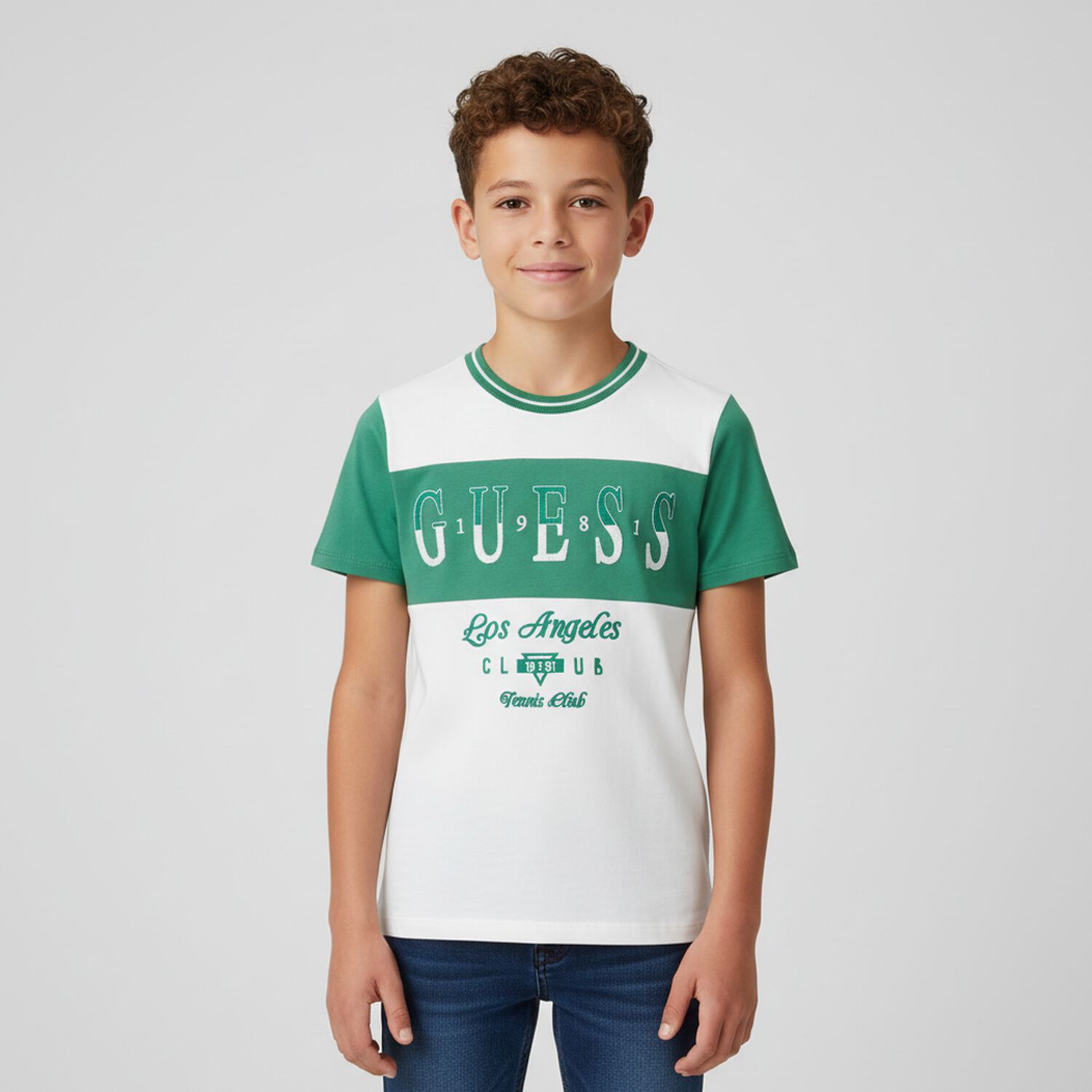Boys White & Green Logo T-Shirt, 2, hi-res image number null