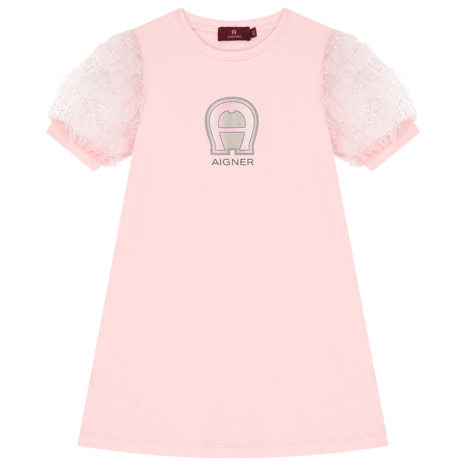 Girls Pink Logo Dress, 2, hi-res