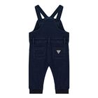 Baby Boys Navy Blue Logo Denim Dungarees, 1, hi-res