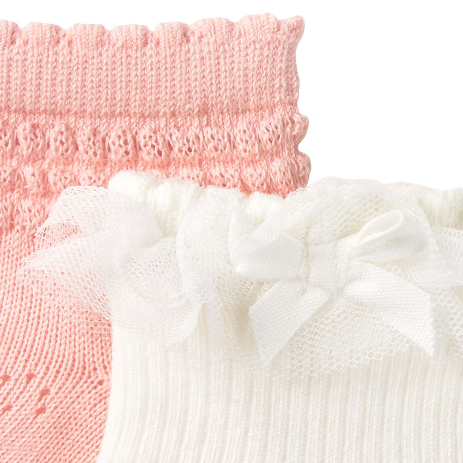 Younger Girls Ivory & Pink Socks ( 2-Pack ), 2, hi-res