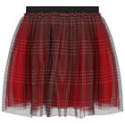 Girls Red Tartan Tulle Skirt, 1, hi-res