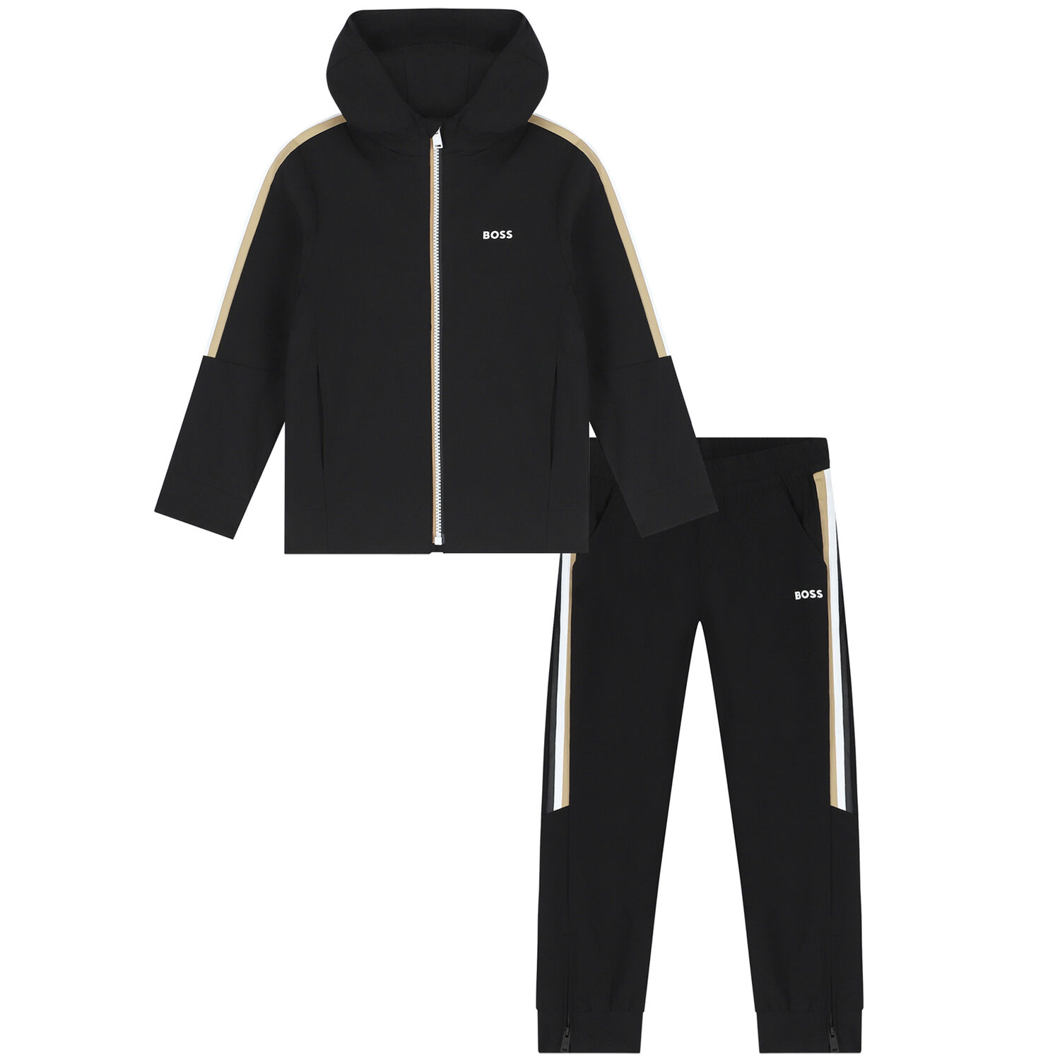 Boys Black Logo Tracksuit, 1, hi-res
