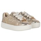 Girls Gold & Ivory Logo Trainers, 1, hi-res