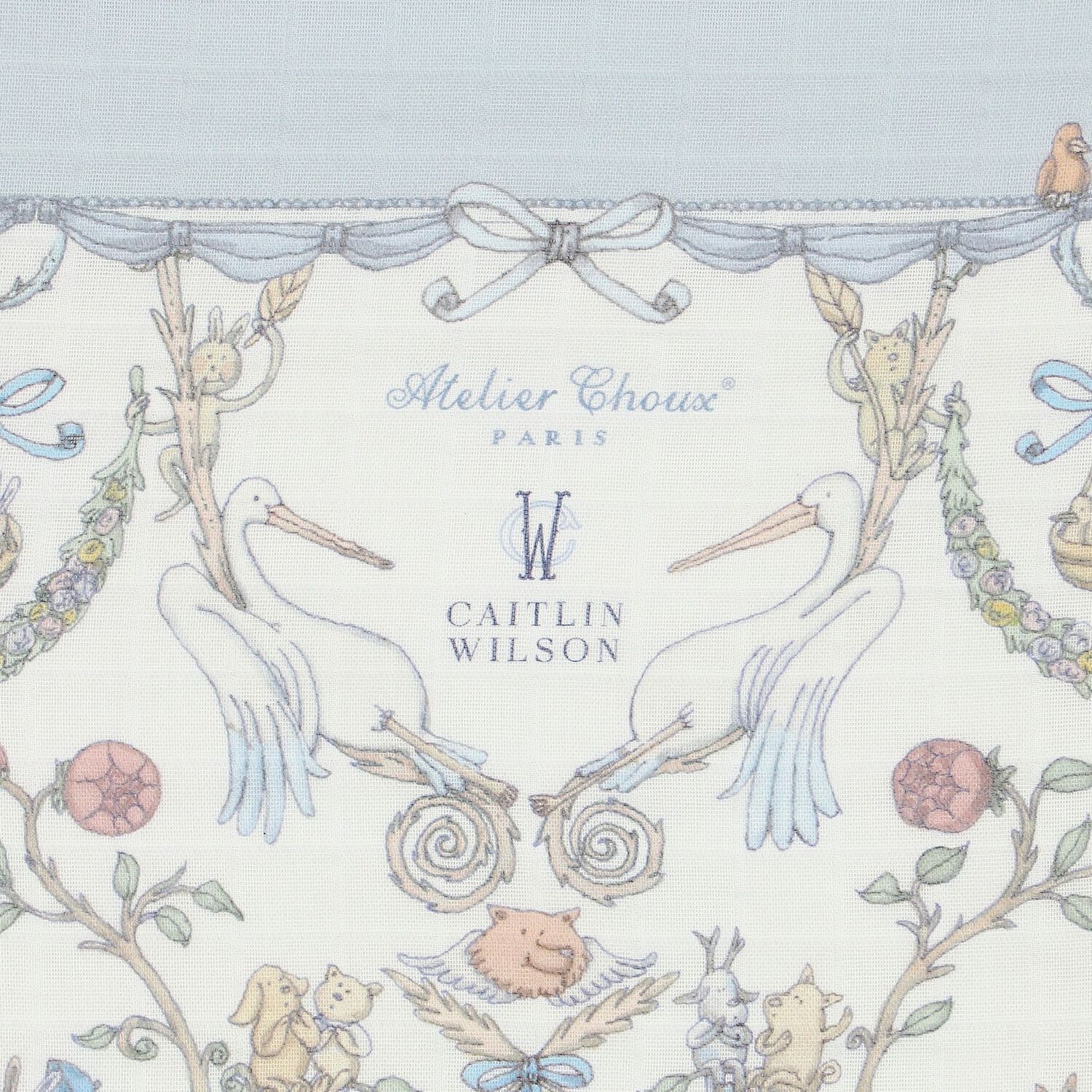 Ivory & Blue Toile de Jouy Baby Swaddle Carré Blanket, 1, hi-res