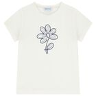 Girls Ivory Flower T-Shirt, 1, hi-res