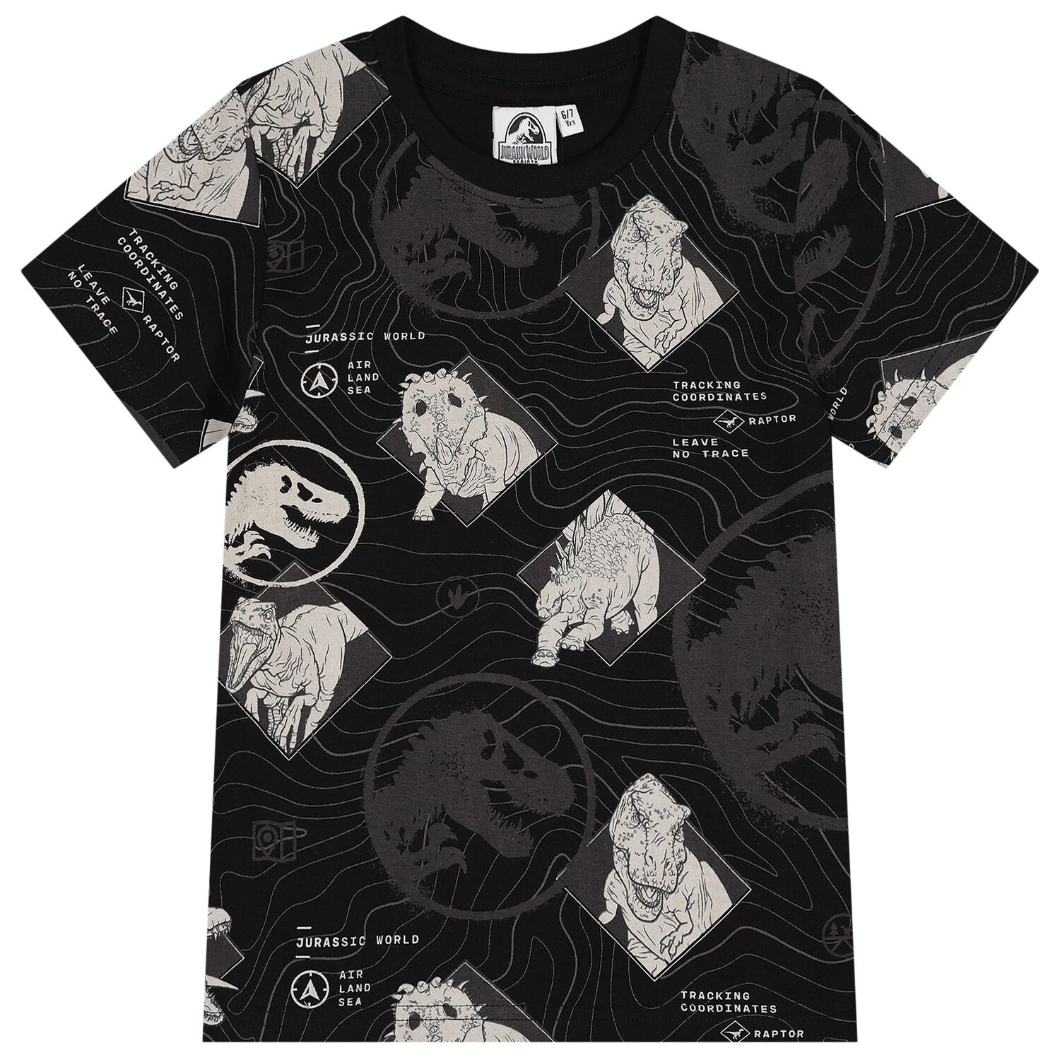 Boys Black Jurassic Shorts Set, 1, hi-res