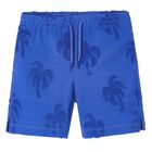 Boys Blue Palm Tree Shorts, 1, hi-res