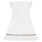 Younger Girls White Cotton Dress, 2, hi-res