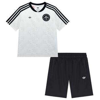 White & Black Logo Shorts Set