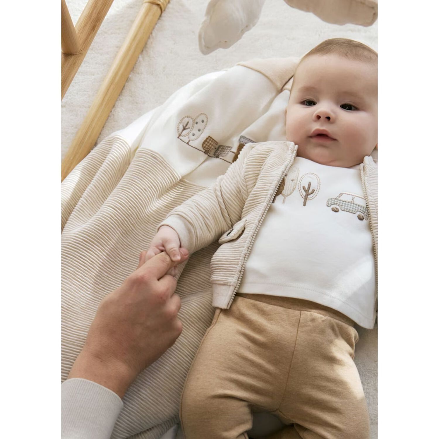 Beige Train Baby Blanket, 2, hi-res