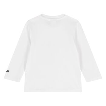Baby Boys White Logo Long Sleeve Top