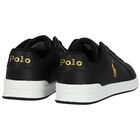 Boys Black Logo Trainers, 1, hi-res