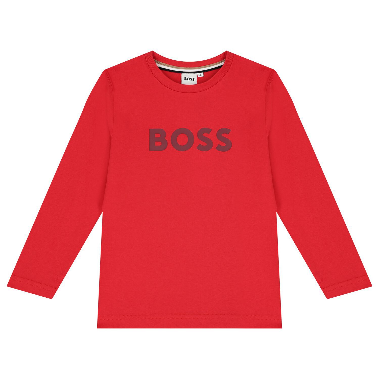 Boys Red Logo Long Sleeve Top, 1, hi-res