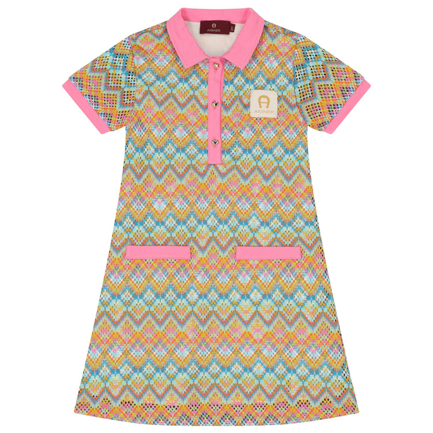 Girls Multi-Coloured Logo Dress, 1, hi-res