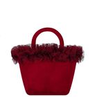 Girls Red Velvet Ruffled Hand Bag, 1, hi-res