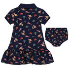 Baby Girls Navy Blue Polo Dress Set, 1, hi-res