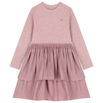 Girls Pink Knitted Dress