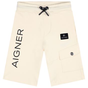 Boys Beige Logo Shorts
