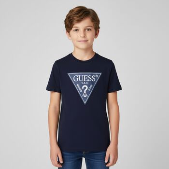 Boys Navy Blue Logo T-Shirt
