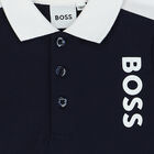 Younger Boys Navy Blue & White Logo Polo Shirt, 1, hi-res