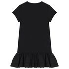 Girls Black Logo Dress , 1, hi-res
