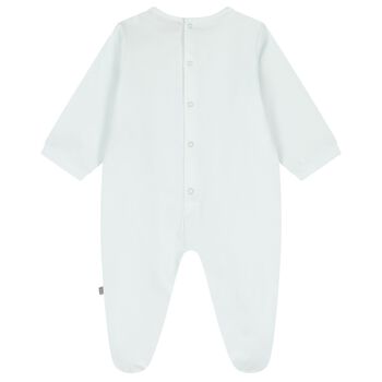 Baby Boys Blue Teddy Bear Logo Babygrow