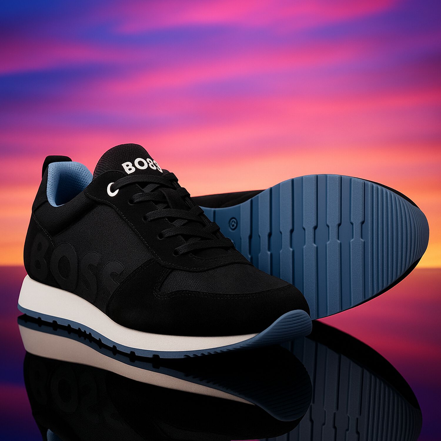 Boys Black Logo Trainers, 1, hi-res image number null